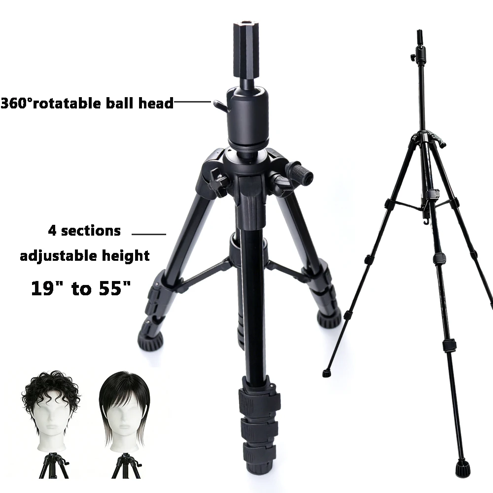 140cm Heavy Duty Wig Tripod for Mannequin Head Making Hair Weave Tripod Stand for Mannequin Head Aluminum Alloy Wig Tripod