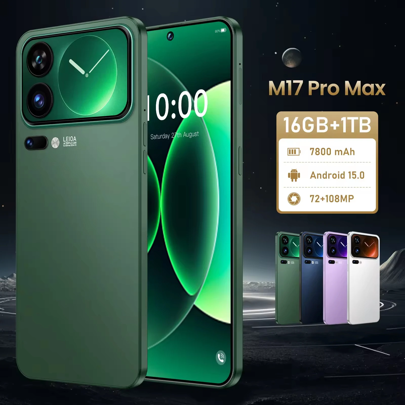 Productos Populares Global M17 Pro Max 3G 4G 5G Smartphone with Front-facing Camera 7.3-inch Display Unlocked Android 15 Pack of 2 - Image 4