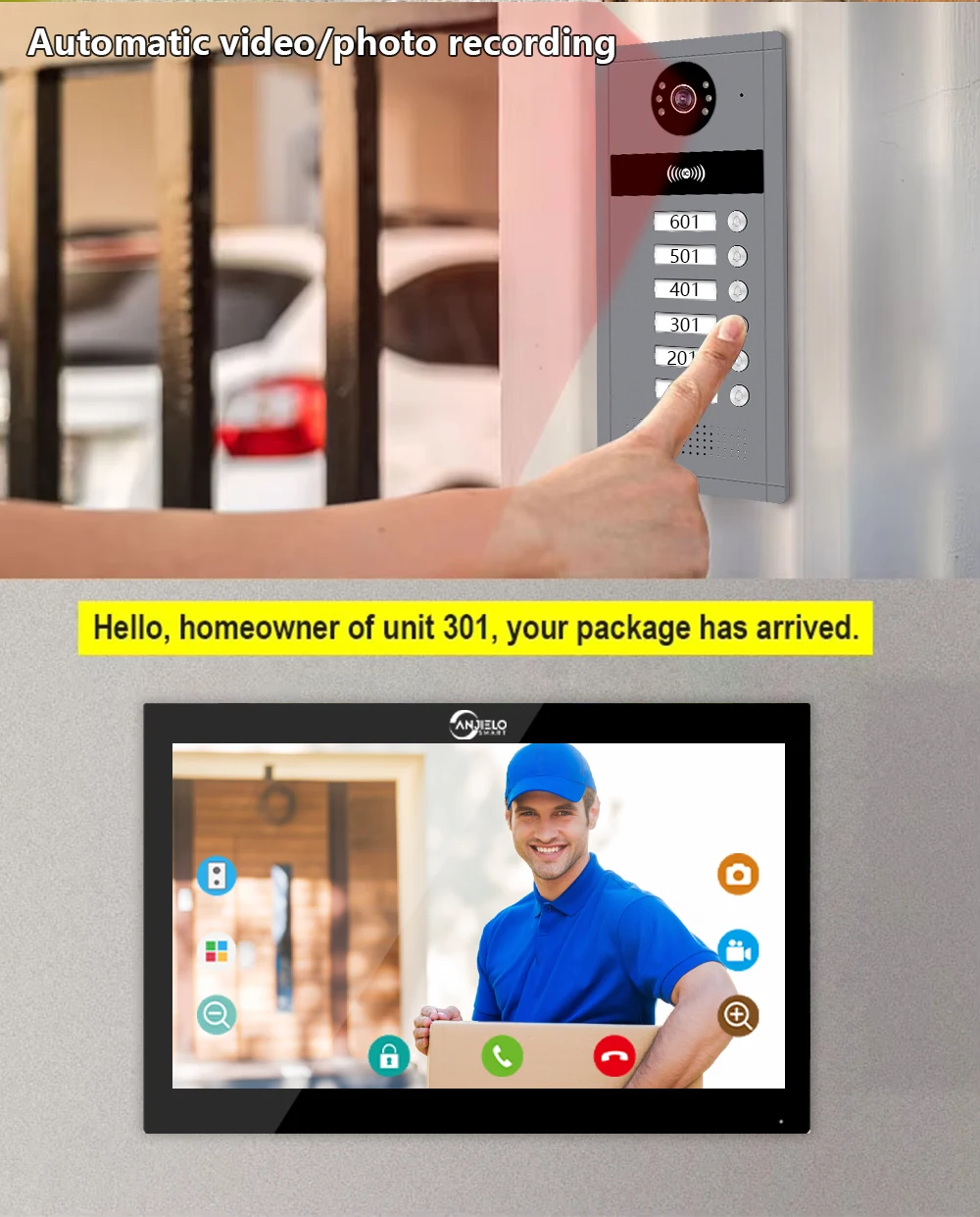 Multi Apartment Smart 10 Inch 6 Household Tuya Smart Video Doorbell Metal IP65 Waterproof Touch Screen Audio Door Phone Two-way - Image 4