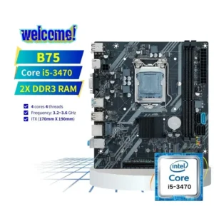 NEW B75 Motherboard Combo Kit Tarjeta Madre ITX Placa Mainboard LGA1155 Gaming Computer Cpu Core I5 3470 DDR3 B75 Motherboard
