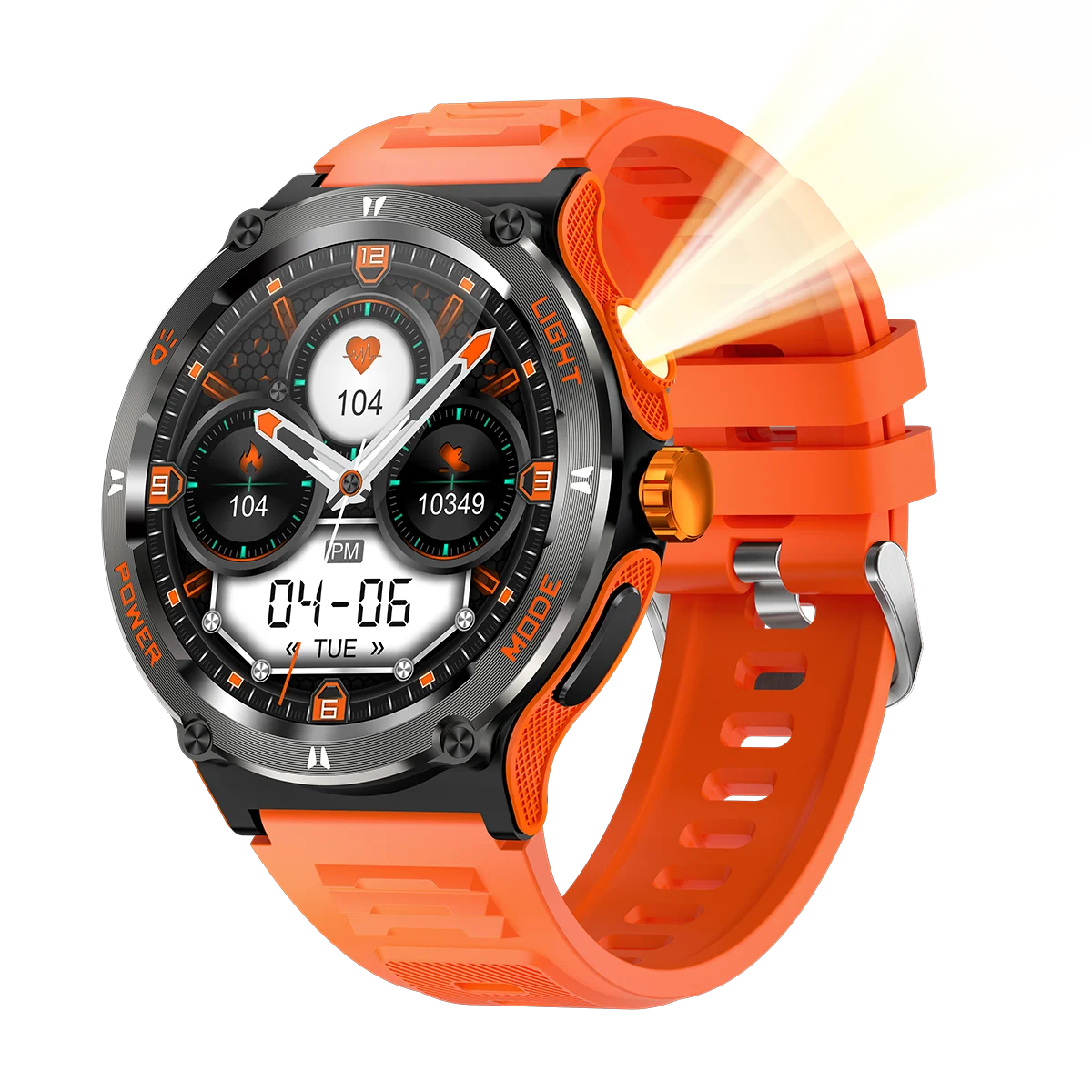 OEM ODM Supplier Electronic Digital KT76 Smartwatch Flashlight 3ATM Waterproof Silicone Band Unisex Sport Smart Watch - Image 2