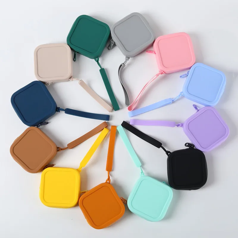 Women's Large Capacity Compact Multi-Functional Coin Purse Data Cable Headphone Storage Zipper Bag Square Bag-Portable Cute Pack of 2 - Image 2