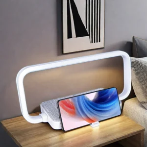 Innovative 10W Wireless Charging LED Table Lamp with Dimmable Phone Holder and Touch Control for Middle Sizes