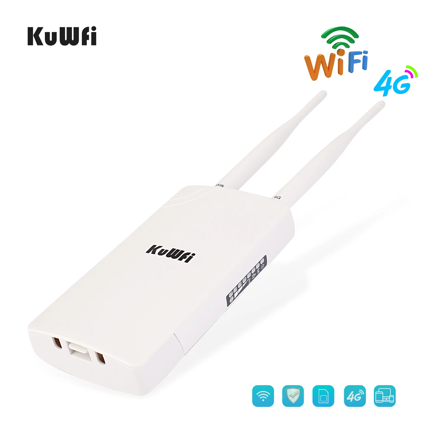 Outdoor 4G KuWFi High Speed 300Mbps Sim Card Router RJ45 Port White Outdoor 4g Lte Wifi Router for Ip Camera Pack of 2 - Image 4