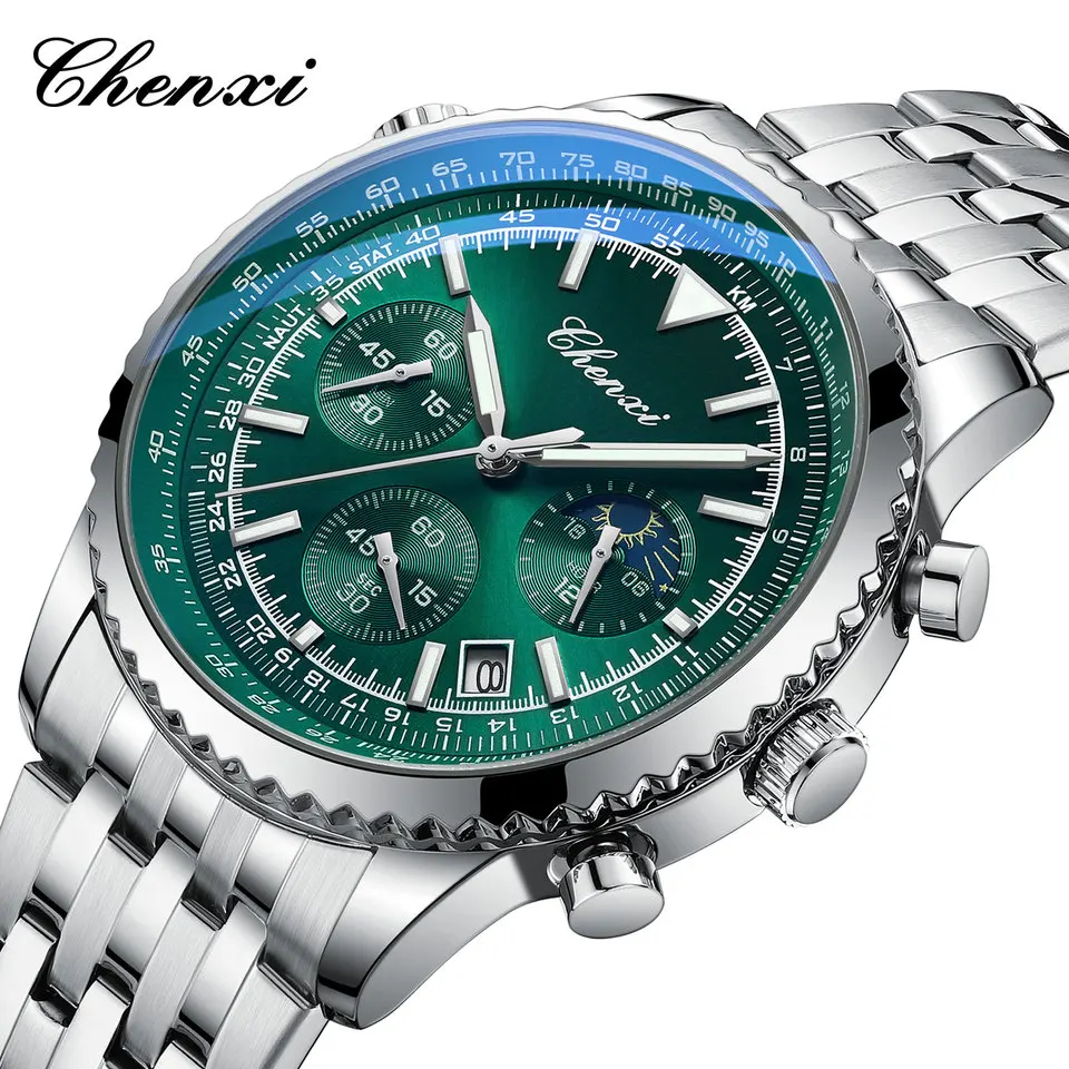 Custom Unique Stainless Steel Bracelet Chrono Men Watch Fashion Casual Calendar Business Quartz Male Watches Luxury Top Brand