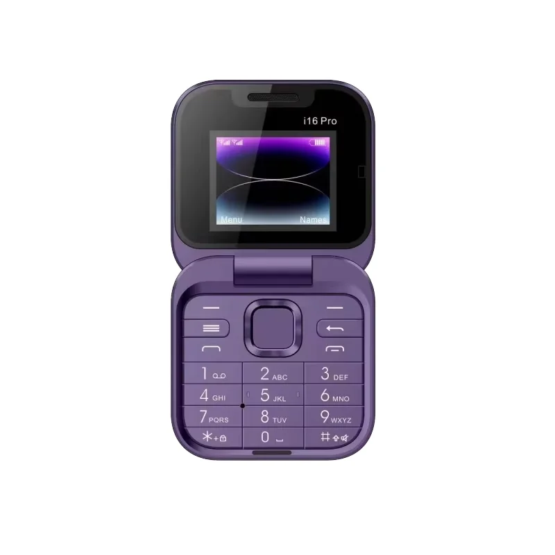 I16 Pro Mini Flip Feature Phone 2G GSM Dual SIM 1.77 Screen Speed Dial Video Player Magic Voice 3.5mm Jack FM Pack of 2