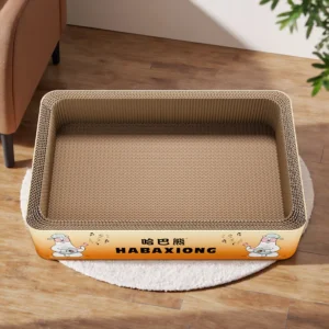 Giant Sealed-Bottom Deep Sleep Cat Scratcher | Rectangle Cat Bed & Toy | All-Season Durable