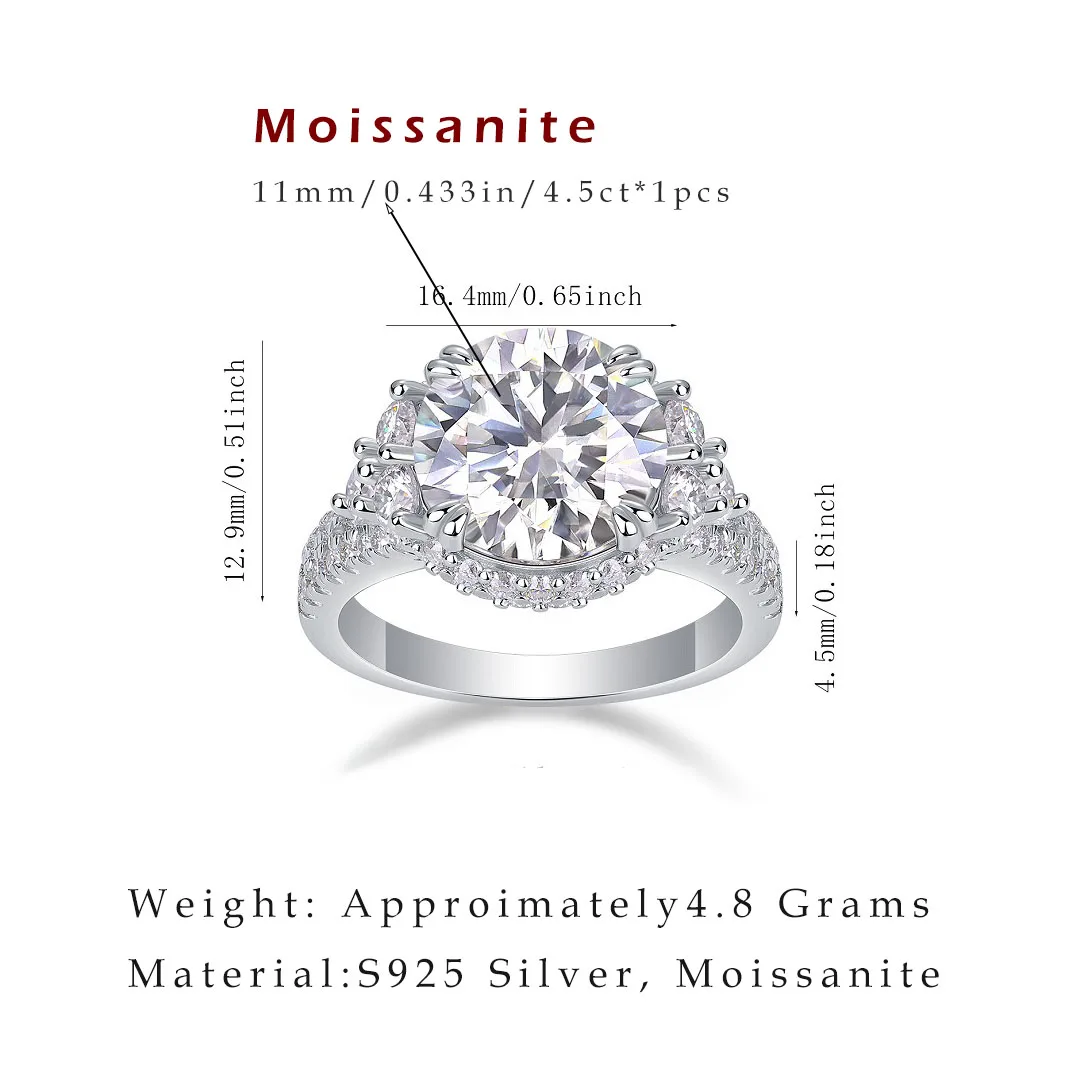 5 Carat D Color Moissanite Halo Ring VVS1 Lab Stones S925 Sterling Silver 18K Gold Rose White Gold Plated Wedding Jewelry - Image 2