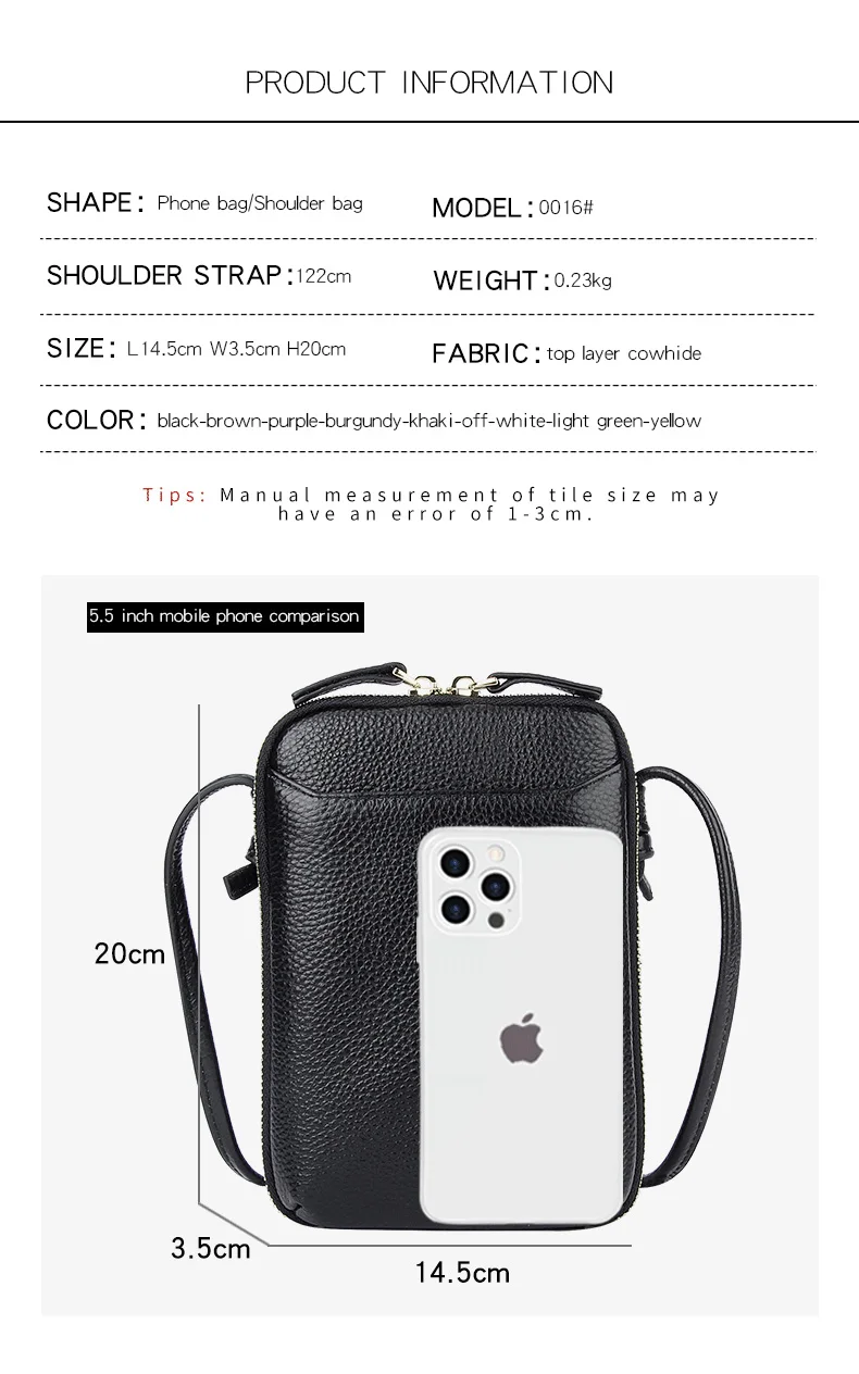 Ladies Small Crossbody Mini Shoulder Purses New Genuine Leather Zipper Fashionable Mobile Phone Bags for Autumn Spring Pack of 3 - Image 4