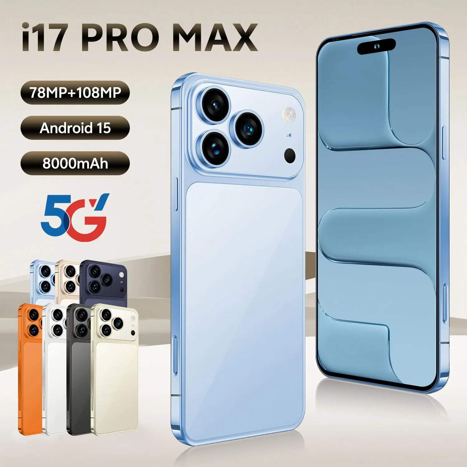 17 PRO Unlocked Dual SIM 5G 4G Android 14 Smartphone, 12GB+512GB Large Storage, Ultra Slim Stylish Design, Camera Look Phone - Image 4