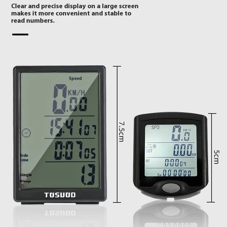 TOSUOD Large Screen Bicycle Speed Meter Wireless Highway Mountain Bike Odometer Rainproof Riding Sensor - Image 3