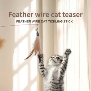 Plush Bell Feather Interactive Cat Teaser Wand with Steel Wire Elastic Rod-Cat Toy & Pet Supplies Pack of 100