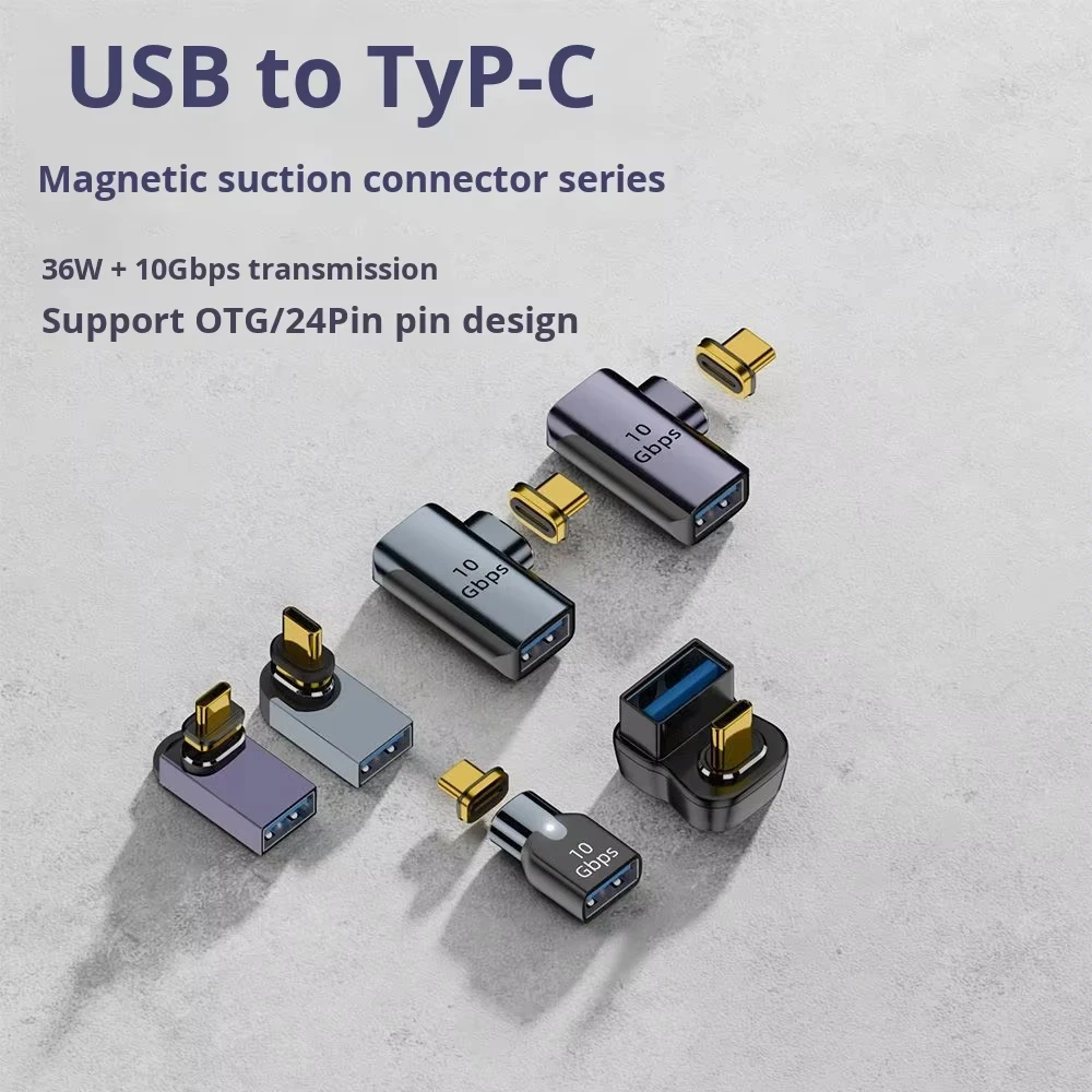 USB3.1 Female Type-C Male Magnetic Adapter Aluminum Alloy DC Connecter Full Function Fast Charging Converter OTG 10G Laptop USB - Image 3