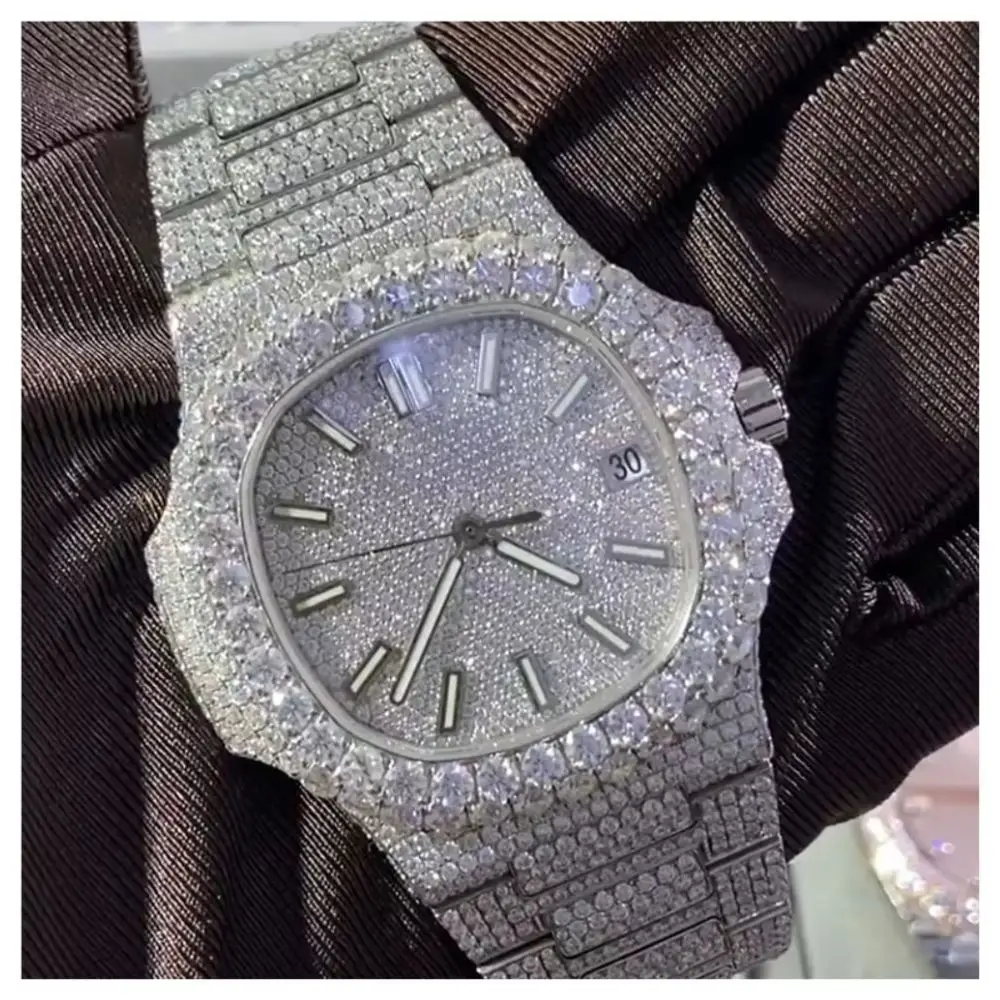 Wholesale Sport Luxury Iced Out Diver Alarm Watch Unisex Hip Hop VVS1 D Colour Moissanite Automatic Mechanical Watch - Image 4