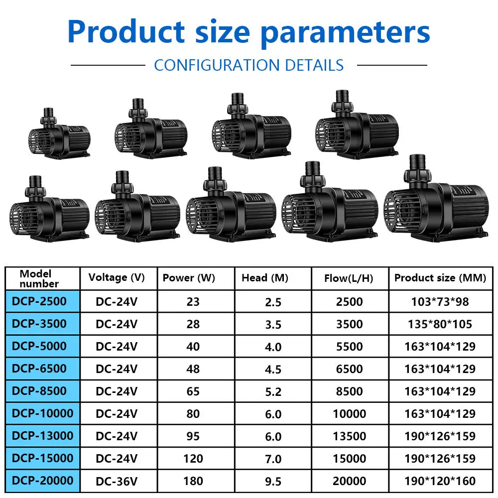 Jebao DCP Series Silent Smart DC Submersible Water Pump Koi Pond Pump Sine Wave Pump for Freshwater Saltwater Fish Tank - Image 2
