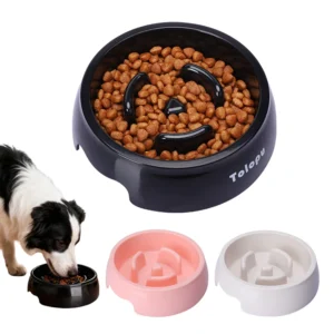 Pet Slow Food Bowl Anti-Choking Durable Plastic Cat & Dog Dinner Plate with Cervical Spine Protection Slow Feeders Pack of 2