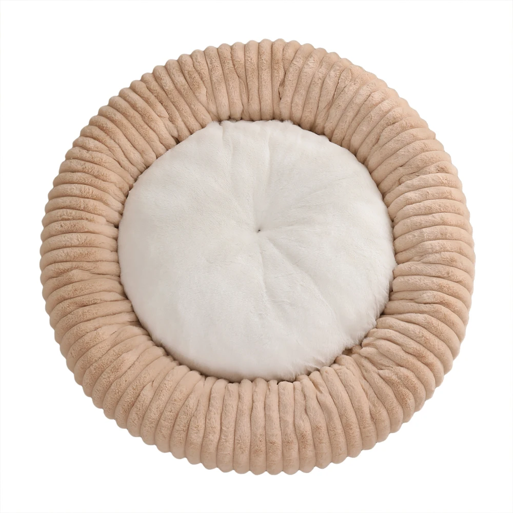 New Fur Round Donut Dog Bed Luxury Comfortable Washable Warm Pet Bed Cat Mat Faux Rabbit Fur for Small Large Dogs Pack of 2 - Image 4