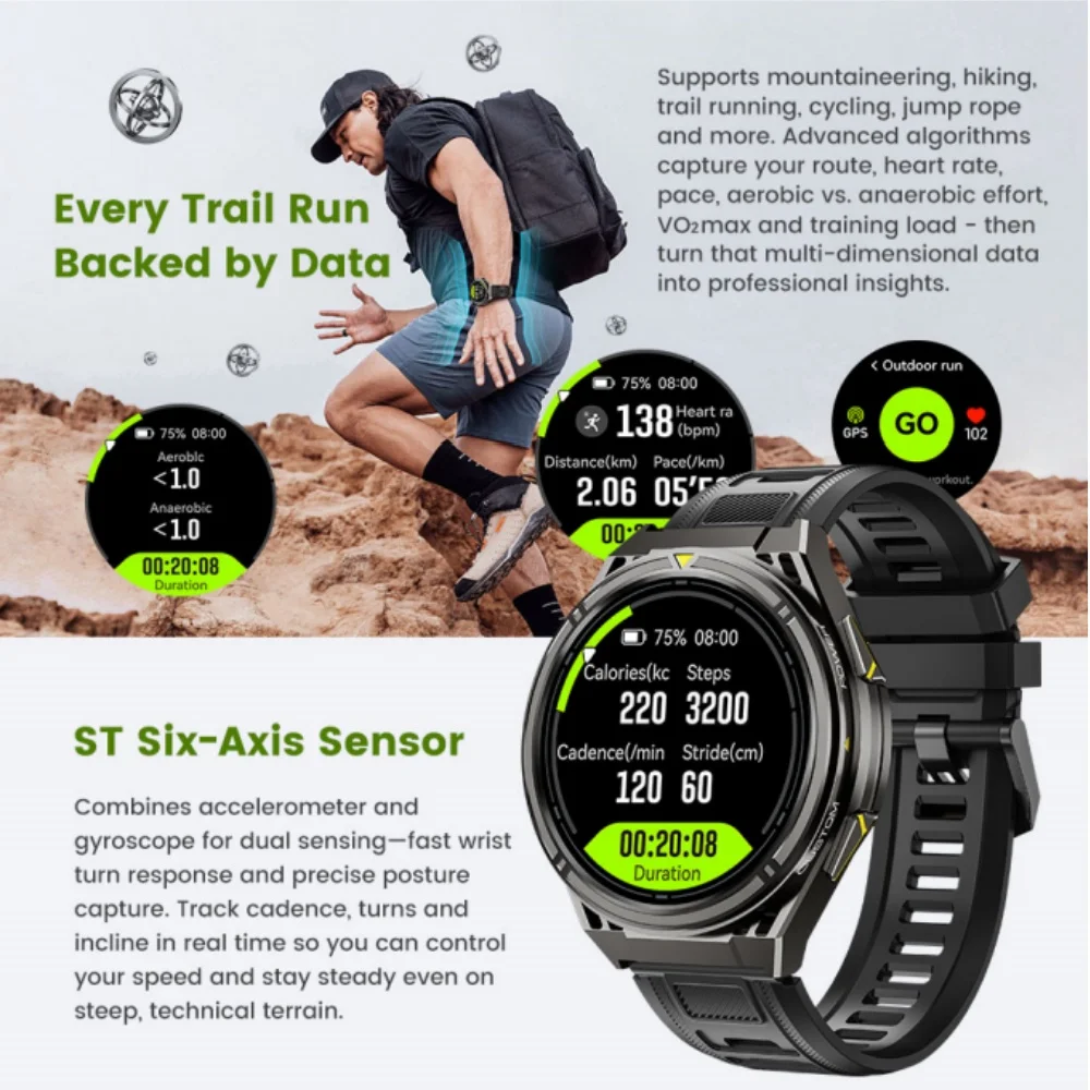 Outdoor Sports GPS Smart Watch for Men Precise Positioning 5ATM Waterproof Multile Sports Modes Voice Assistant - Image 3