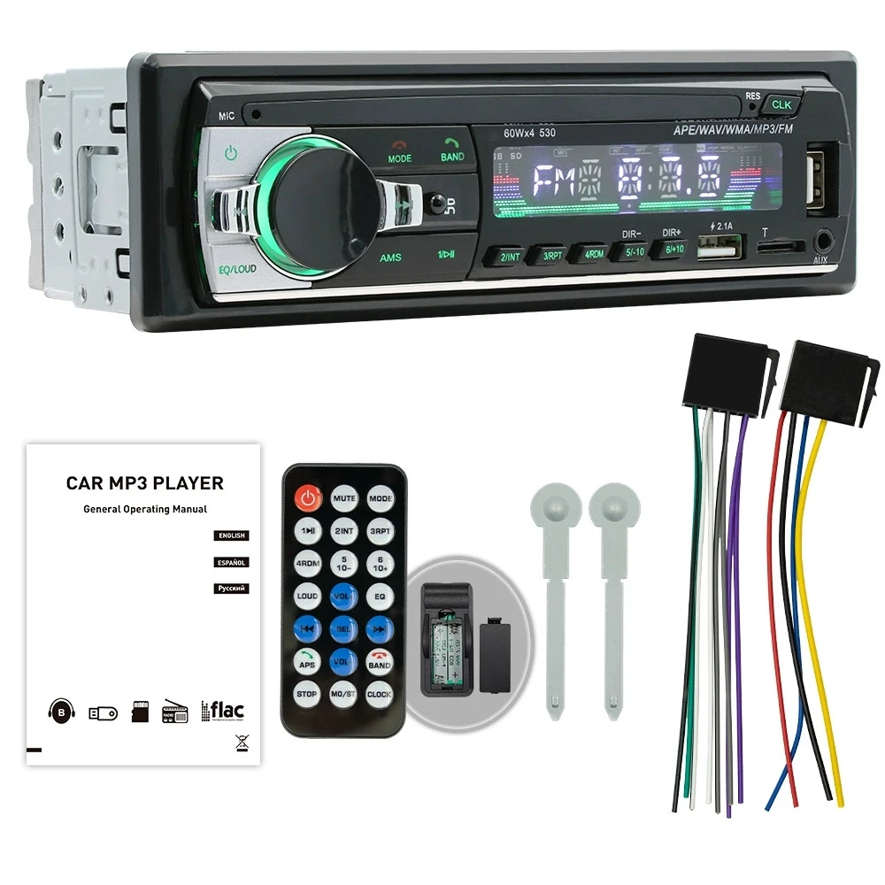Universal Single Din Car MP3 Player USB Card Radio Bluetooth Handsfree Dashboard Audio Head Unit Colorful Lights BT FM 1 Year - Image 2