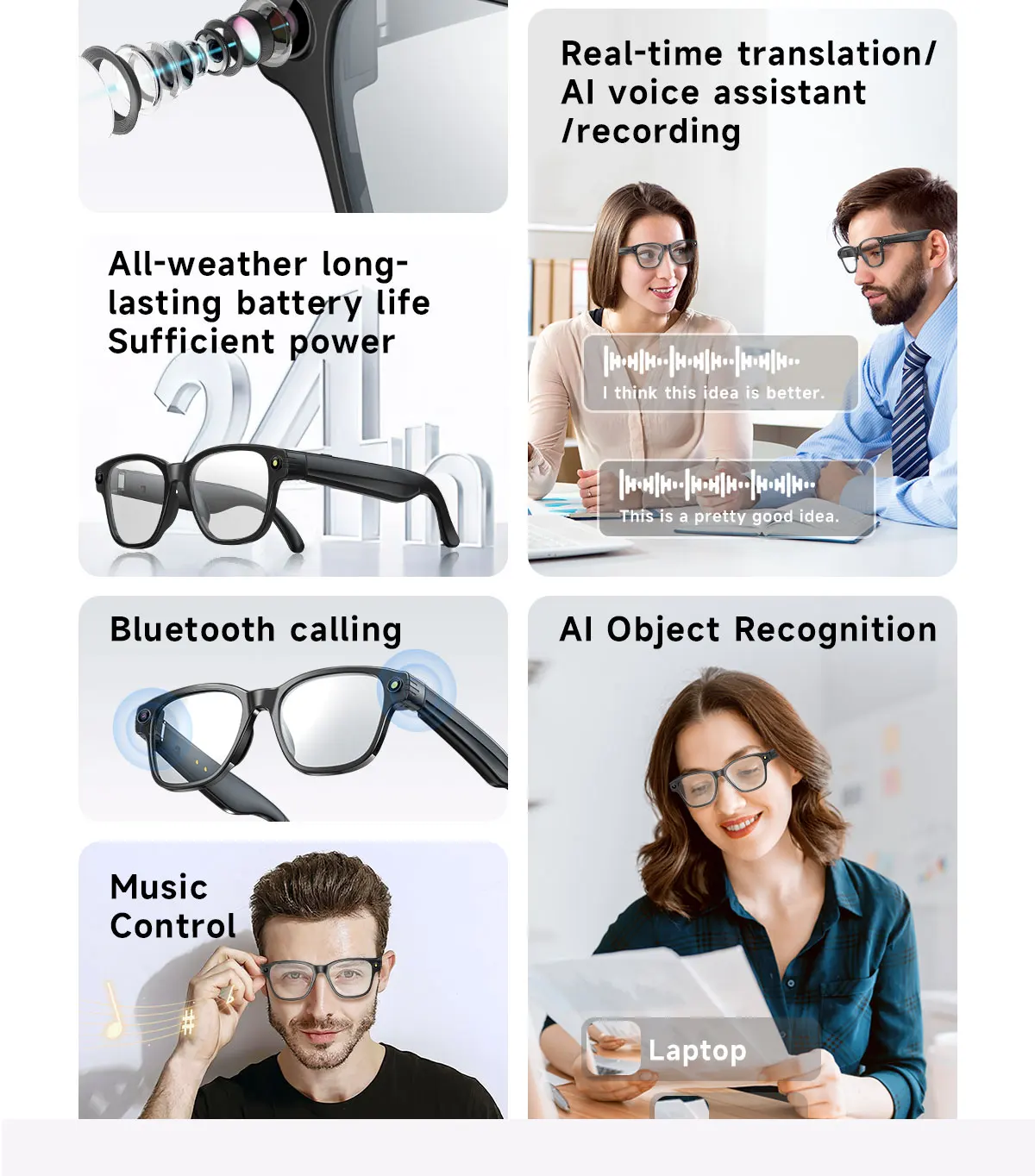 Ai Smart 1080P Eye Glass Smart Glasses with High Quality Camera Innovative Smart Products Pack of 2 - Image 4