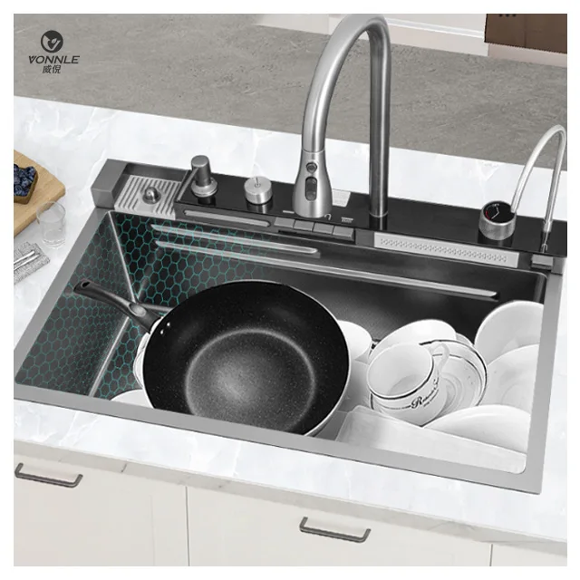 LED Intelligent Digital Display Handmade Single 304 Stainless Steel Honeycomb Nano Technology Multi-Functional Drop-In - Image 3