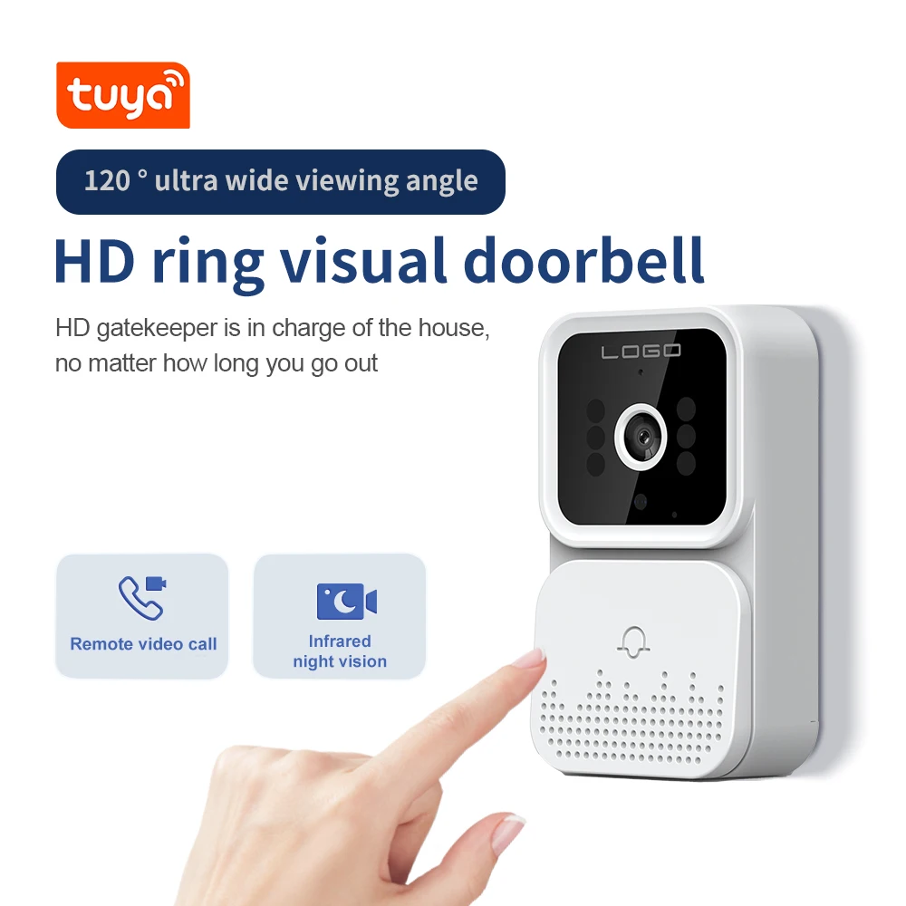 Home Security Safety Night Vision Voice Wireless Wifi Door Bell Camera Tuya Smart Wifi Video Doorbell Chime Ring Pack of 2 - Image 2