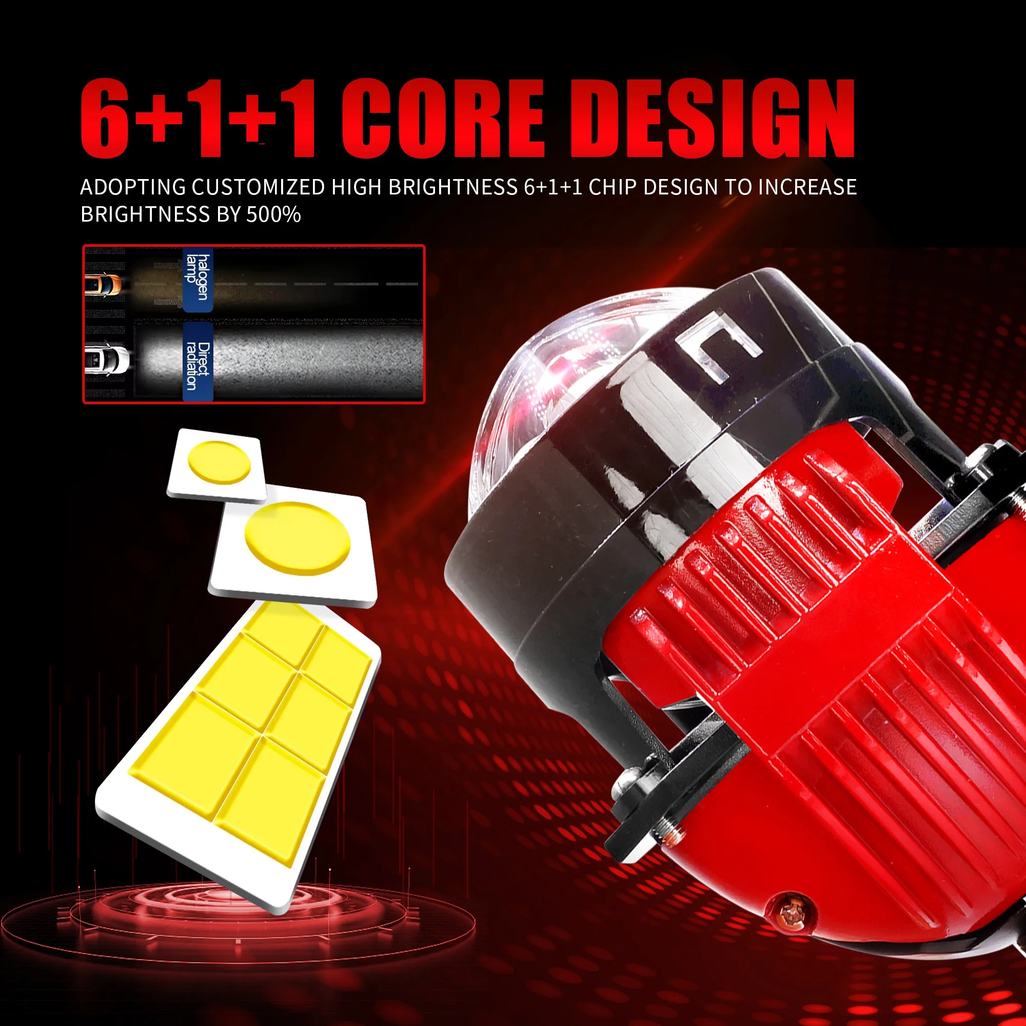 Chenlang Super Brightness 2.5 Inch 110w 30000lm IP68 Bi Led Laser Projector Bulb Refit Big Lens Led Headlight for Car Motorcycle Pack of 2 - Image 2