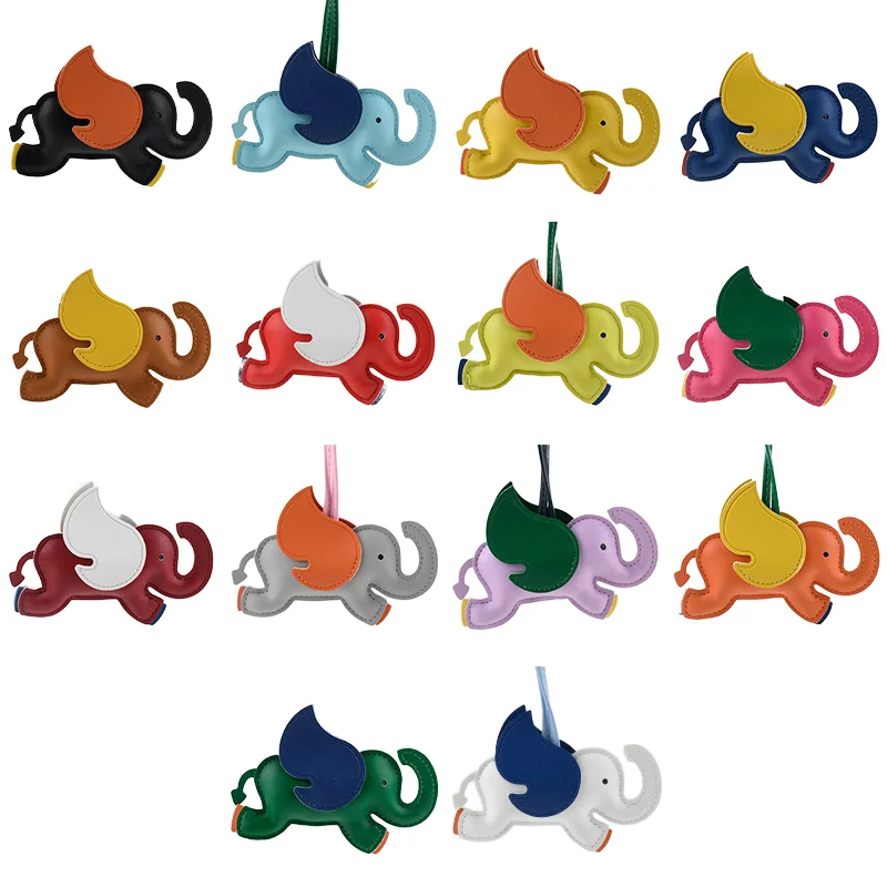 Handmade Leather Keychain Creative Flying Elephant Pendant Popular Custom Personalized Animal Charm Women Mini Luxury Leather Pack of 50 - Image 2