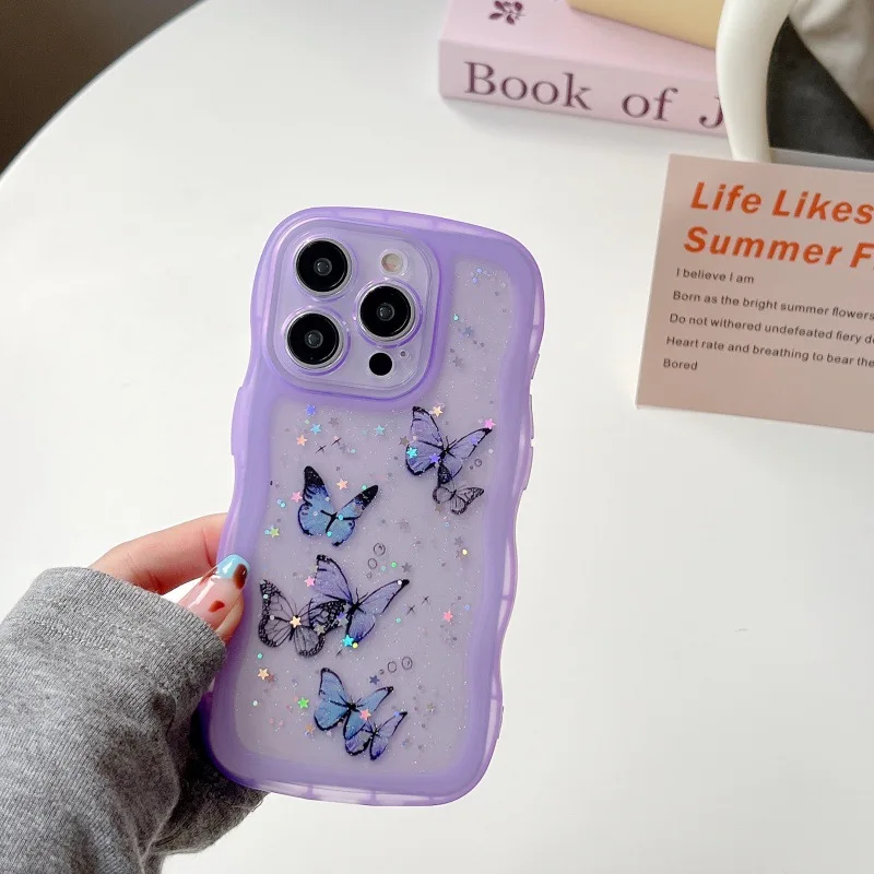 Bling Glitter Butterfly Arc Wave Bumper Back Cover 15 16 Pro Max Plus XR XS Max 11 12 13 14Pro Case for iPhone 17 - Image 3