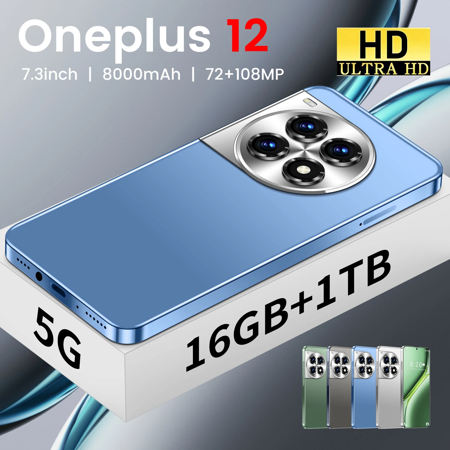 Unlocked 4G 5G Smartphone One Plus12 7.3 Inch Deca Core Mobile Phones Android Cellphone - Image 4