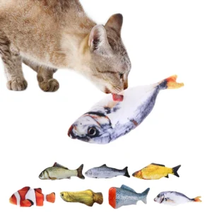 Custom Luxury Eco-Friendly Cute Funny Simulation Electric Moving Plush Fish Toy Interactive Motorised Catnip Toy Pack of 200