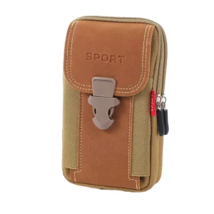 Vintage Style Letter Pattern Waterproof Nylon Mobile Phone Waist Bag 6.5 Inches Men's Outdoor Zipper Closure Pillow Shape Custom Pack of 10