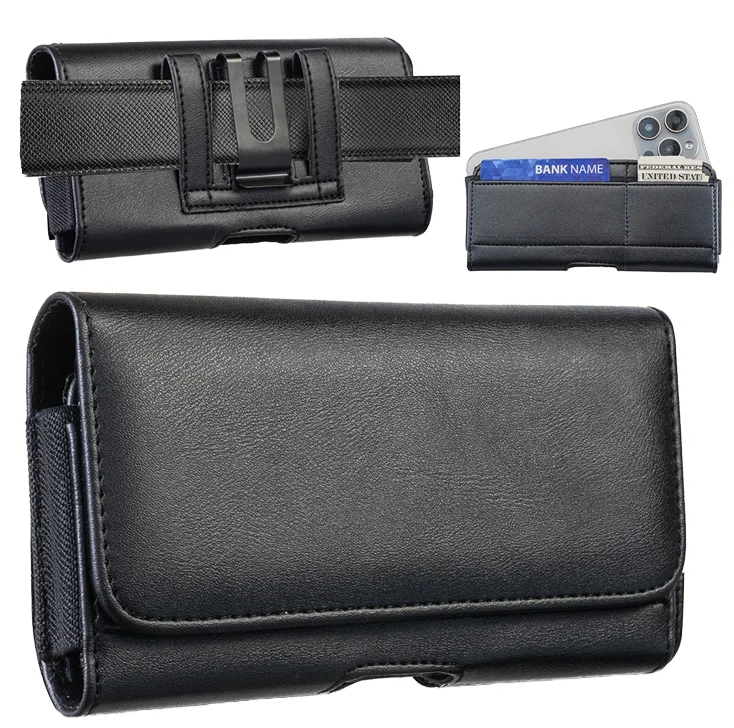 Trending Universal Multi-Functional Card Holder Patterned Leather Belt Hanging Waist Style Mobile Phone Bag Pack of 2