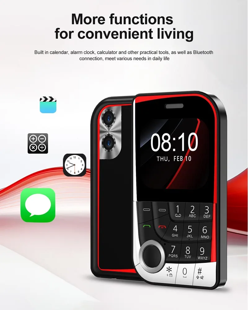 V10 Small Cell Phone 2 SIM Card Camera Flashlight MP3 FM Magic Voice 2.01" Display 2G GSM Push Button Mobile Phones Type-C Pack of 5 - Image 4