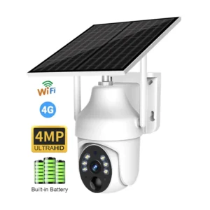 Solar Powered Mini Dome Camera Wireless Full Color Night Vision International Version Home Security Alarm System Camera Pack of 2