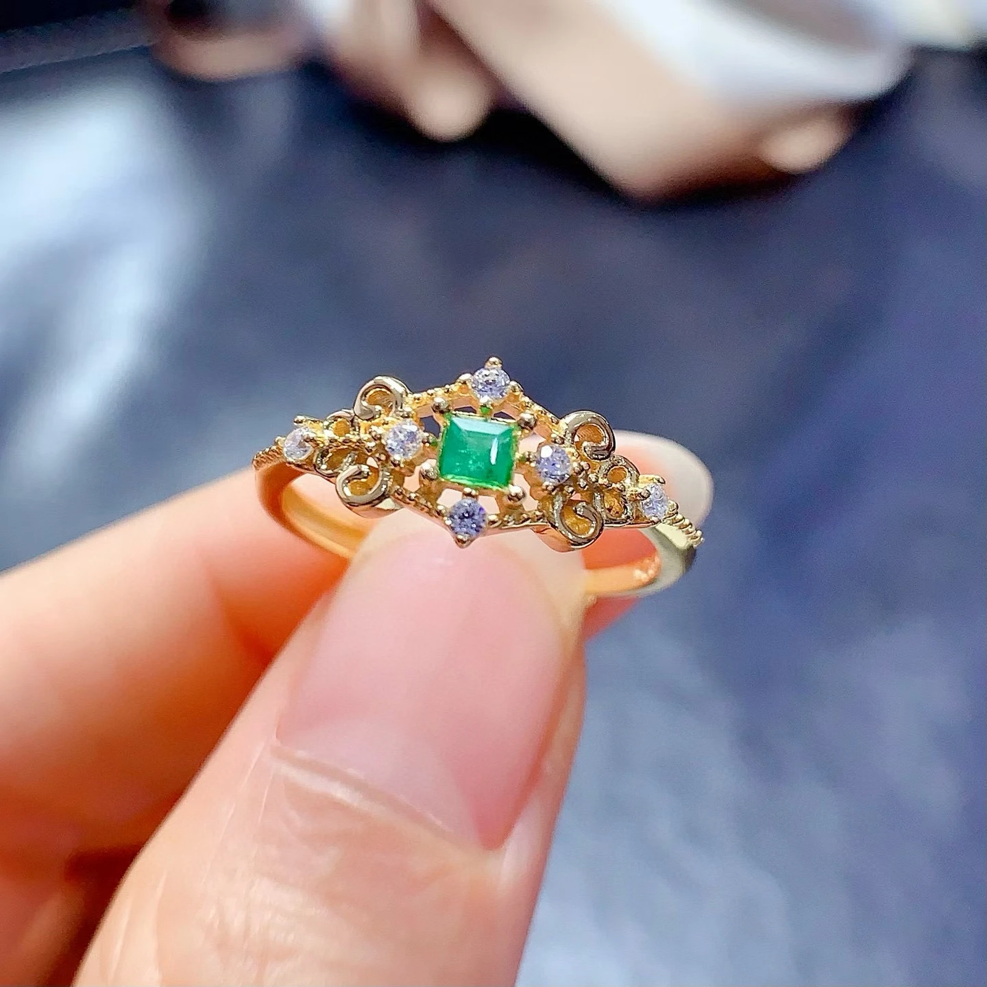 Hot Popular African Fashion Classic 925 Sterling Silver 18K Gold Plated Luxury Squillo Collection Natural Emerald Rings Women - Image 3