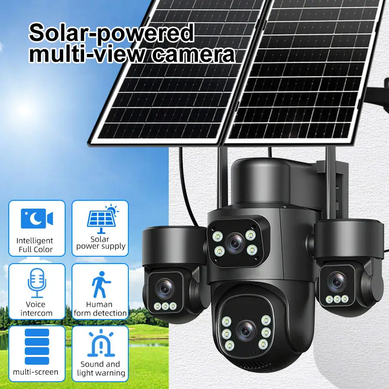 Rscamtom 16MP Outdoor Dual Solar Panel 4G Sim Card Camera Four Lens Auto Tracking Night Vision Full Color 4G AOV Solar Camera - Image 2
