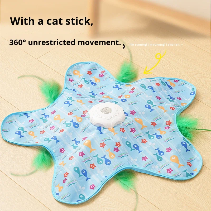 Rechargeable Interactive Cat Hunting Toy Moving Concealed Feathers Touch Activated Hide and Seek Cat Toy Pack of 5 - Image 3