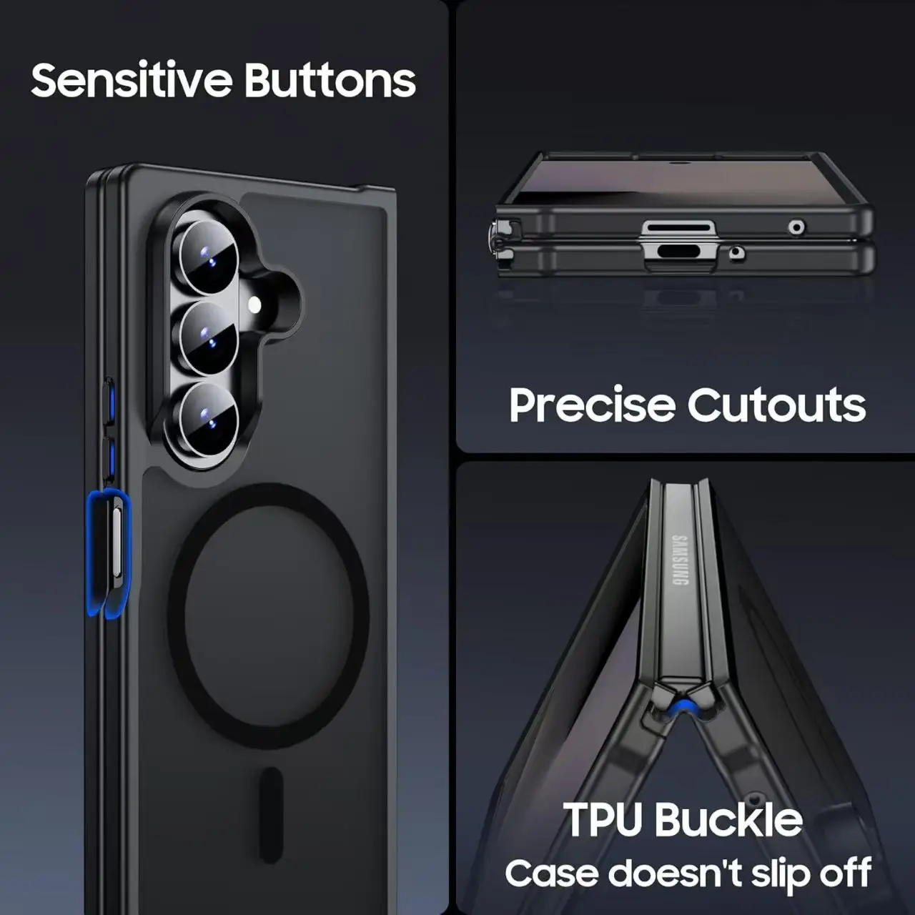 Matte Case For Samsung Galaxy Z Fold 7 Full Cover Magnetic Mobile Phone Cases with Magnet for Z Fold7 Translucent Cover New - Image 2