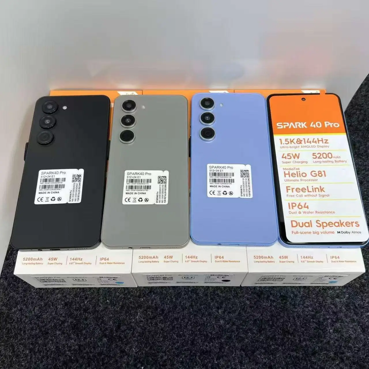 Brand New Spark 40 Pro 6.8inch Android Smartphone Daul Speaker IP64 5200mah Smart Phone 24+512GB Mobile Phone Pack of 5 - Image 2