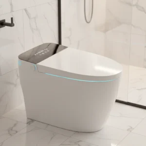 Home Ceramic Floor Mounted Smart Toilet-Automatic Flush Heated Seat Radar Sensor Remote Control Included 10-Year Warranty S-trap