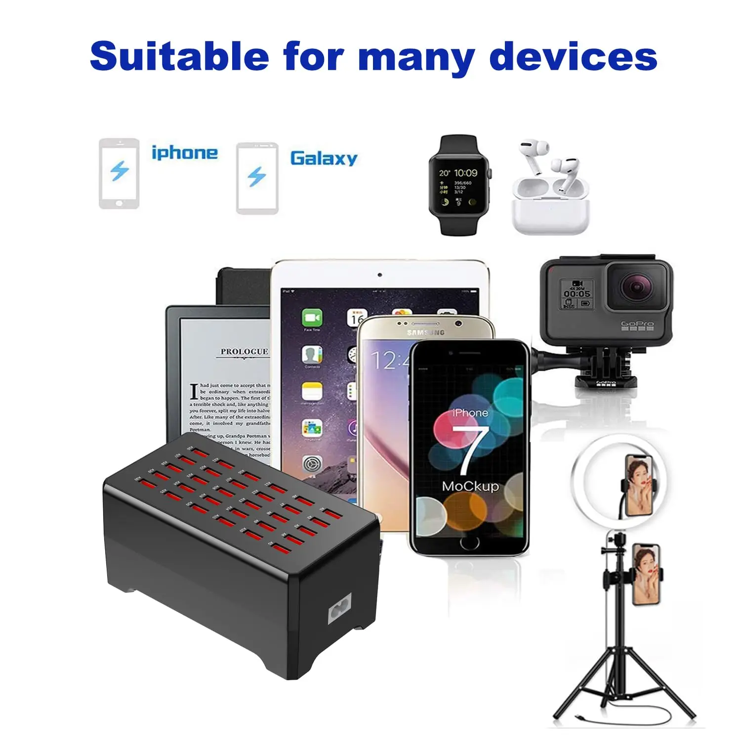 30-Port 150W/30A Smart USB Charger 5V2.4A Multi-Device Charging Station with Fan for Phones Tablets Laptops UK Compatible - Image 3