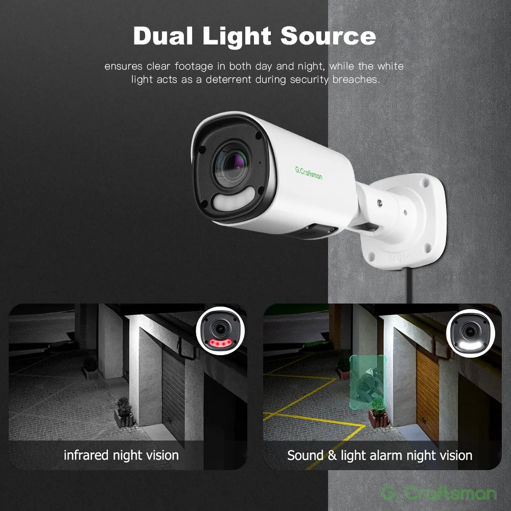 GX-YURVD-M8S(AG) 4K 8MP Dual Light SONY 4x Zoom 2.8-12mm Motorized Lens Two-Way Audio IP67 Waterproof Bullet Security System - Image 4