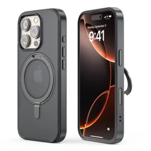 LISEN Invisible O Ring Stand Case Magnetic Military Protection Works with Magnetic Charging Great Grip for iPhone 16 Pro Max Pack of 100