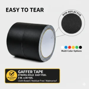 Theater Grade Gaffer Tape No Residue Black Matte Tape for Stage Flooring Pack of 10