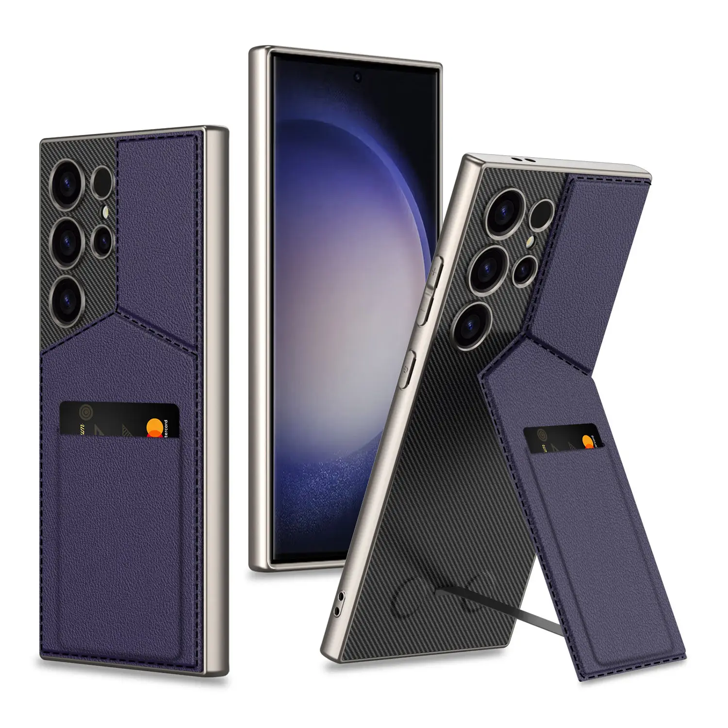 For S24/S23 Ultra PC Mobile Phone Bags with Card Holder Shockproof Street Fashion Design Hot Stamping Pack of 2 - Image 4