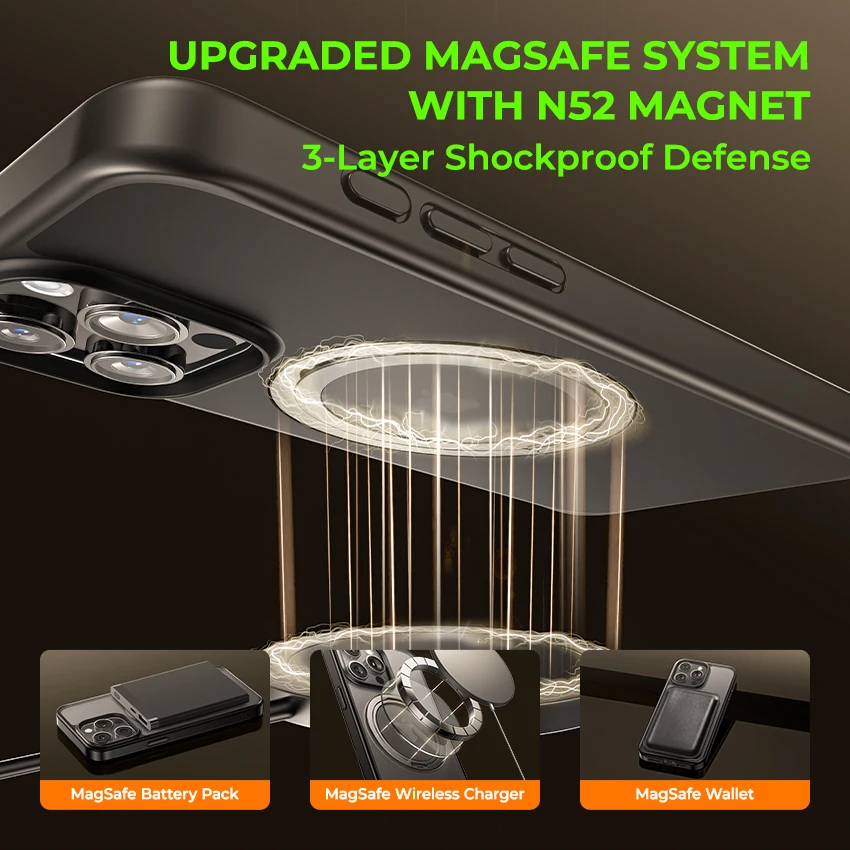 LISEN Invisible O Ring Stand Case Magnetic Military Protection Works with Magnetic Charging Great Grip for iPhone 16 Pro Max Pack of 100 - Image 3