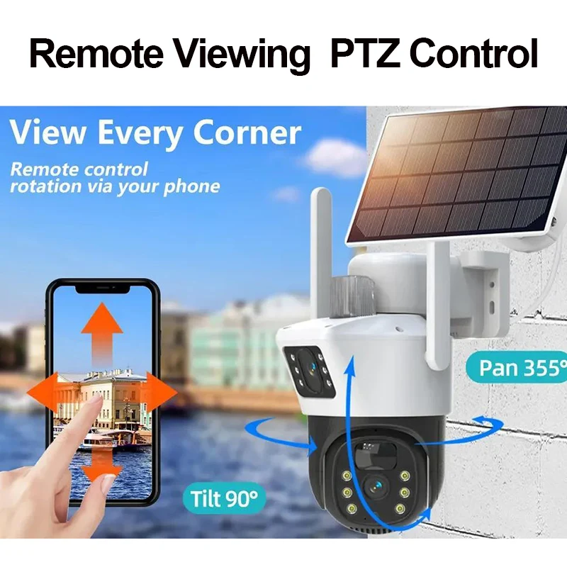 Rscamtom 4K Outdoor Solar CCTV Camera 2 Lenses Night Vision Human Detection Alarm Wifi Connectivity CMOS Memory Card Cloud - Image 4