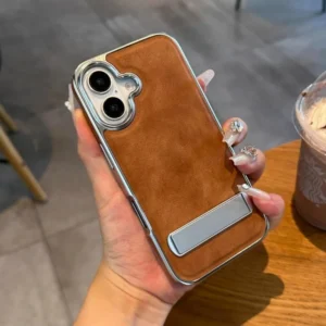 Premium Electroplated Leather Case 12 13 14 15 16 Pro Max With Invisible Bracket Shockproof Protective Cover for iPhone 11 Pack of 5