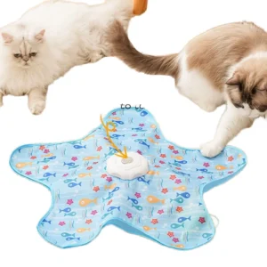 Smart Eco-Friendly Blue Hide and Seek Cat Toy Electric Thermal Sensing Cat Catch Mouse Squeaky Touch Activated Feather Pack of 2